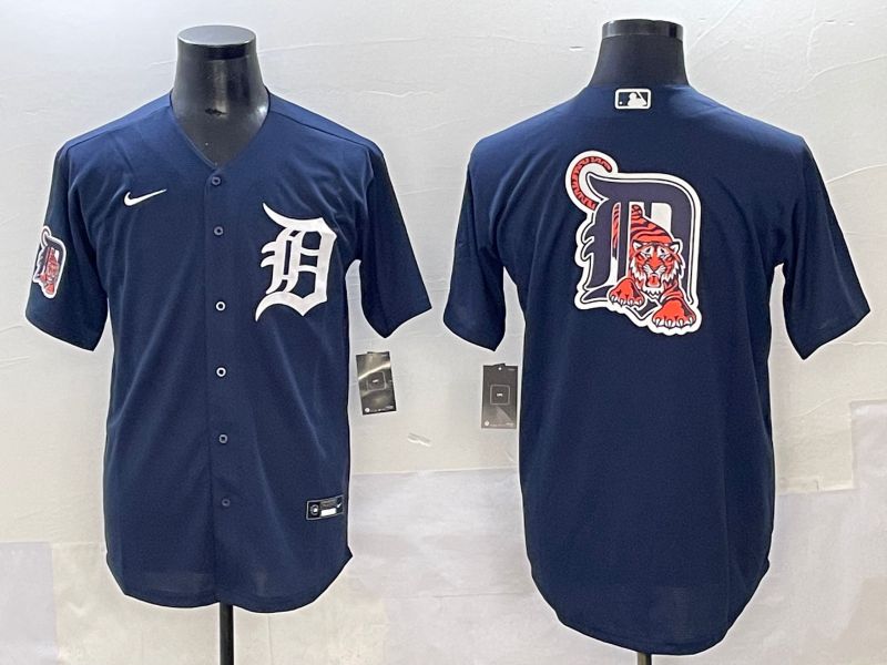 Men 2025 Detroit Tigers Blank Dark Blue Game Nike MLB Jersey style 12
